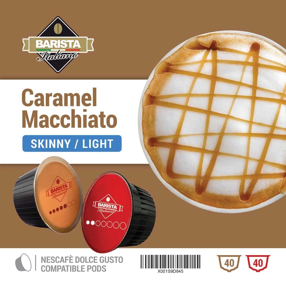 Skinny Caramel Macchiato - 80 Pods Compatible with Nescafé* Dolce Gusto* machines (80 Capsules, 40 Servings)
