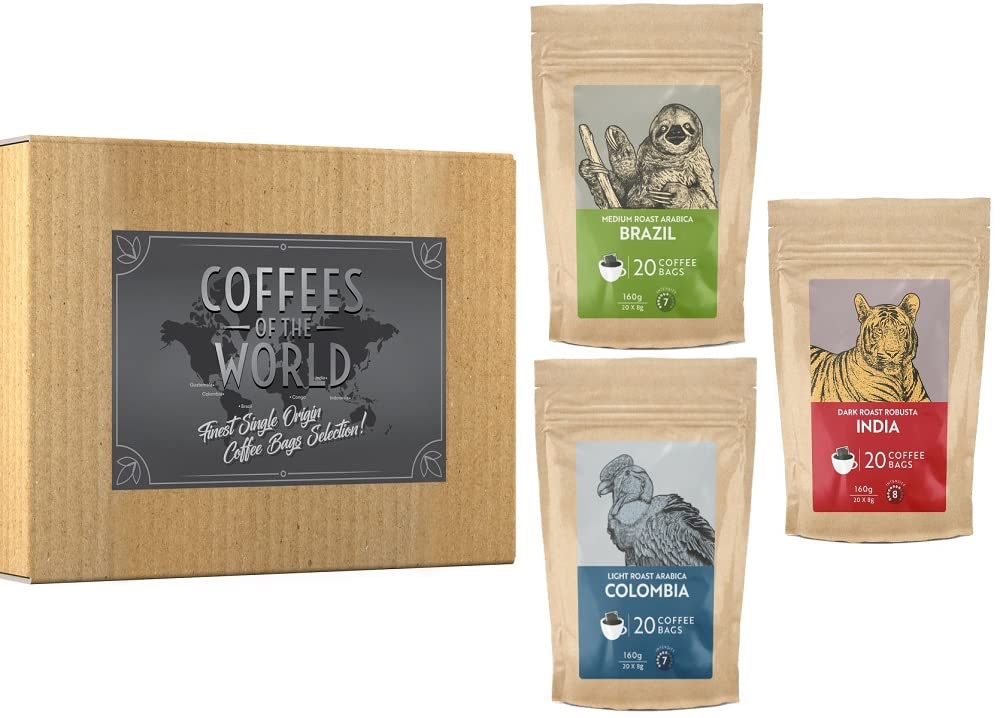 Coffee Bags Gift Selection - 60 Coffee Bags - 3 Finest Single Origin Coffees